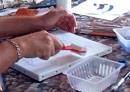 passer le rouleau sur la calligraphie